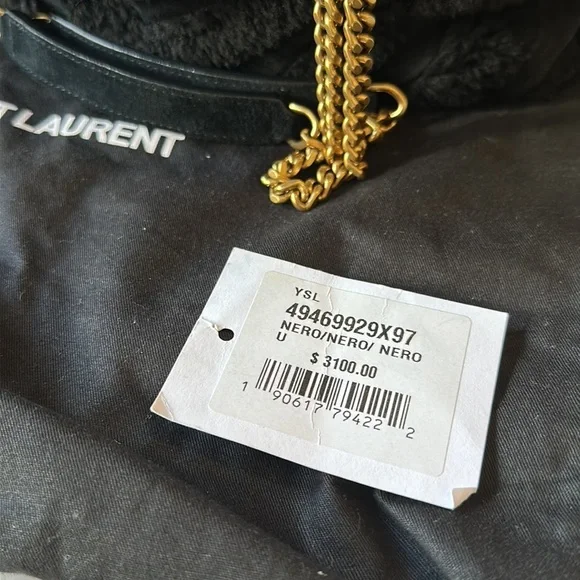 Authentic Yves Saint Laurent Black Loulou Suede & Shearling Shoulder Bag - Picture 4 of 13